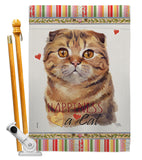 Scottish Fold Happiness - Pets Nature Vertical Impressions Decorative Flags HG110237 Made In USA