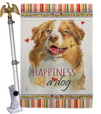 Yellow Australian Shepherd Happiness - Pets Nature Vertical Impressions Decorative Flags HG110240 Made In USA