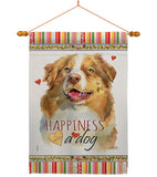 Yellow Australian Shepherd Happiness - Pets Nature Vertical Impressions Decorative Flags HG110240 Made In USA