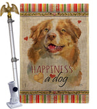 Yellow Australian Shepherd Happiness - Pets Nature Vertical Impressions Decorative Flags HG110240 Made In USA