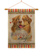 Yellow Australian Shepherd Happiness - Pets Nature Vertical Impressions Decorative Flags HG110240 Made In USA