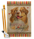 Yellow Australian Shepherd Happiness - Pets Nature Vertical Impressions Decorative Flags HG110240 Made In USA