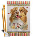 Yellow Australian Shepherd Happiness - Pets Nature Vertical Impressions Decorative Flags HG110240 Made In USA