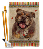 Chocolate Bulldog Happiness - Pets Nature Vertical Impressions Decorative Flags HG110244 Made In USA