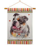 Merle Bulldog Happiness - Pets Nature Vertical Impressions Decorative Flags HG110245 Made In USA