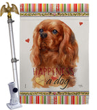 Ruby Cavalier King Spaniel Happiness - Pets Nature Vertical Impressions Decorative Flags HG110246 Made In USA