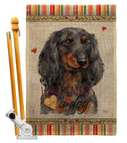 Blue Long Hair Dachshund Happiness - Pets Nature Vertical Impressions Decorative Flags HG110251 Made In USA