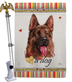 Red German Shepherd Happiness - Pets Nature Vertical Impressions Decorative Flags HG110253 Made In USA