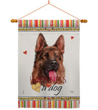 Red German Shepherd Happiness - Pets Nature Vertical Impressions Decorative Flags HG110253 Made In USA