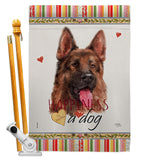 Red German Shepherd Happiness - Pets Nature Vertical Impressions Decorative Flags HG110253 Made In USA