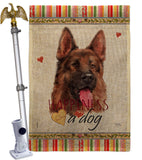 Red German Shepherd Happiness - Pets Nature Vertical Impressions Decorative Flags HG110253 Made In USA