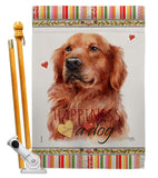 Red Golden Retriever Happiness - Pets Nature Vertical Impressions Decorative Flags HG110254 Made In USA