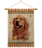 Dark Golden Retriever Happiness - Pets Nature Vertical Impressions Decorative Flags HG110255 Made In USA