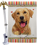 Yellow Labrador Retriever Happiness - Pets Nature Vertical Impressions Decorative Flags HG110260 Made In USA