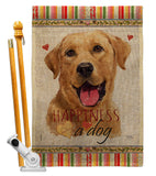 Yellow Labrador Retriever Happiness - Pets Nature Vertical Impressions Decorative Flags HG110260 Made In USA