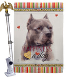 Blue Pitbull Happiness - Pets Nature Vertical Impressions Decorative Flags HG110264 Made In USA