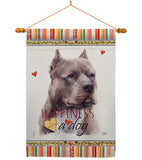 Blue Pitbull Happiness - Pets Nature Vertical Impressions Decorative Flags HG110264 Made In USA