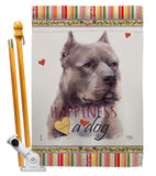 Blue Pitbull Happiness - Pets Nature Vertical Impressions Decorative Flags HG110264 Made In USA