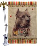 Blue Pitbull Happiness - Pets Nature Vertical Impressions Decorative Flags HG110264 Made In USA