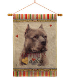 Blue Pitbull Happiness - Pets Nature Vertical Impressions Decorative Flags HG110264 Made In USA
