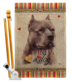 Blue Pitbull Happiness - Pets Nature Vertical Impressions Decorative Flags HG110264 Made In USA