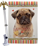 Fawn Pug Happiness - Pets Nature Vertical Impressions Decorative Flags HG110266 Made In USA