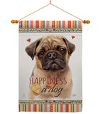 Fawn Pug Happiness - Pets Nature Vertical Impressions Decorative Flags HG110266 Made In USA