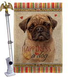 Fawn Pug Happiness - Pets Nature Vertical Impressions Decorative Flags HG110266 Made In USA