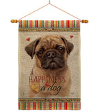 Fawn Pug Happiness - Pets Nature Vertical Impressions Decorative Flags HG110266 Made In USA
