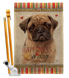 Fawn Pug Happiness - Pets Nature Vertical Impressions Decorative Flags HG110266 Made In USA
