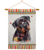 Mahogany Rottweiler Happiness - Pets Nature Vertical Impressions Decorative Flags HG110267 Made In USA