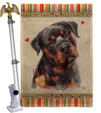 Mahogany Rottweiler Happiness - Pets Nature Vertical Impressions Decorative Flags HG110267 Made In USA