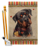 Mahogany Rottweiler Happiness - Pets Nature Vertical Impressions Decorative Flags HG110267 Made In USA