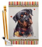 Mahogany Rottweiler Happiness - Pets Nature Vertical Impressions Decorative Flags HG110267 Made In USA
