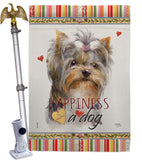 Yorkshire Happiness - Pets Nature Vertical Impressions Decorative Flags HG110271 Made In USA