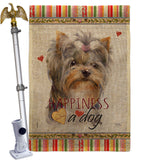 Yorkshire Happiness - Pets Nature Vertical Impressions Decorative Flags HG110271 Made In USA