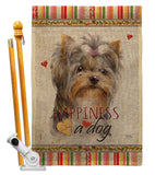 Yorkshire Happiness - Pets Nature Vertical Impressions Decorative Flags HG110271 Made In USA