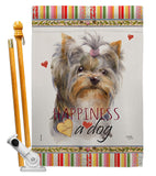 Yorkshire Happiness - Pets Nature Vertical Impressions Decorative Flags HG110271 Made In USA