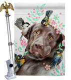 Swallow Play With Lab - Pets Nature Vertical Impressions Decorative Flags HG110276 Made In USA