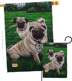 Pugs Love - Pets Nature Vertical Impressions Decorative Flags HG110006 Made In USA