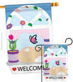 Welcome Kitty - Pets Nature Vertical Applique Decorative Flags HG110029