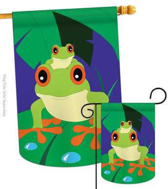 Tropical Frogs - Pets Nature Vertical Applique Decorative Flags HG110042