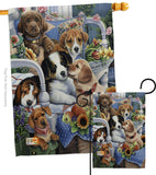 Country Pups - Pets Nature Vertical Impressions Decorative Flags HG110050 Made In USA