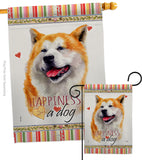 Akita Happiness - Pets Nature Vertical Impressions Decorative Flags HG110141 Made In USA