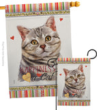 Gray American Short Hair Happiness - Pets Nature Vertical Impressions Decorative Flags HG110145 Made In USA