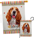 Basset Hound Happiness - Pets Nature Vertical Impressions Decorative Flags HG110149 Made In USA