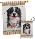 Bernese Mountain Happiness - Pets Nature Vertical Impressions Decorative Flags HG110153 Made In USA