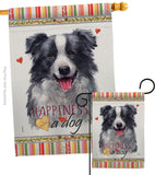 Border Collie Happiness - Pets Nature Vertical Impressions Decorative Flags HG110158 Made In USA