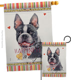 Boston Terrier Happiness - Pets Nature Vertical Impressions Decorative Flags HG110159 Made In USA