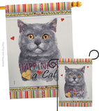 Blue British Short Hair Happiness - Pets Nature Vertical Impressions Decorative Flags HG110162 Made In USA